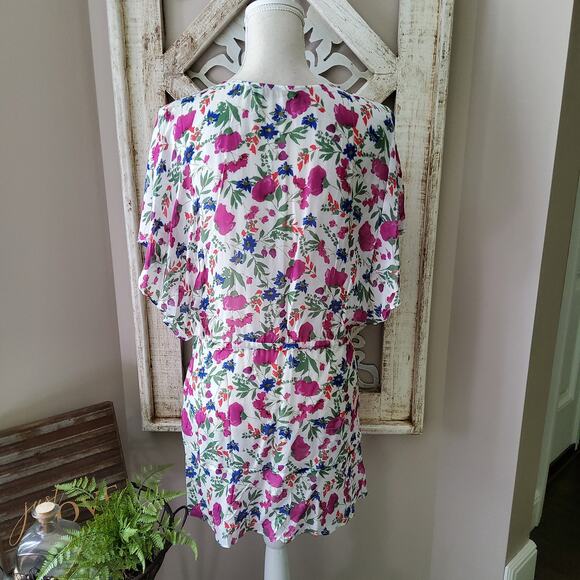 Vix Paula Hermanny Clover Agatha Gathered Drawstring Woven Coverup in Floral - Picture 5 of 13